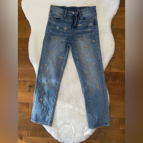 Lucky Brand Slim Straight Jeans with Beaded Star Design - Picture 2 of 5